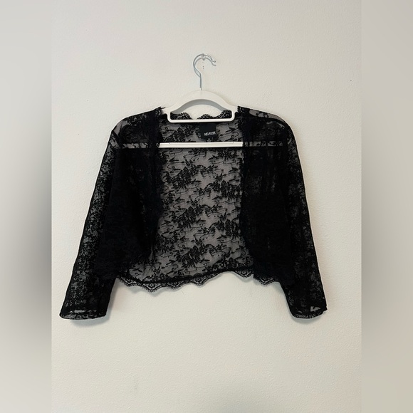 Melrose Tops - Melrose Black Lace Shrug Bolero